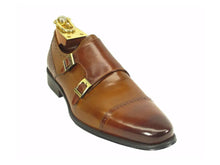 Carrucci Two Tone Burnished Double Monk Strap Shoes