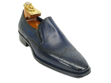Carrucci Two Tone Leather Loafer in Navy and Black