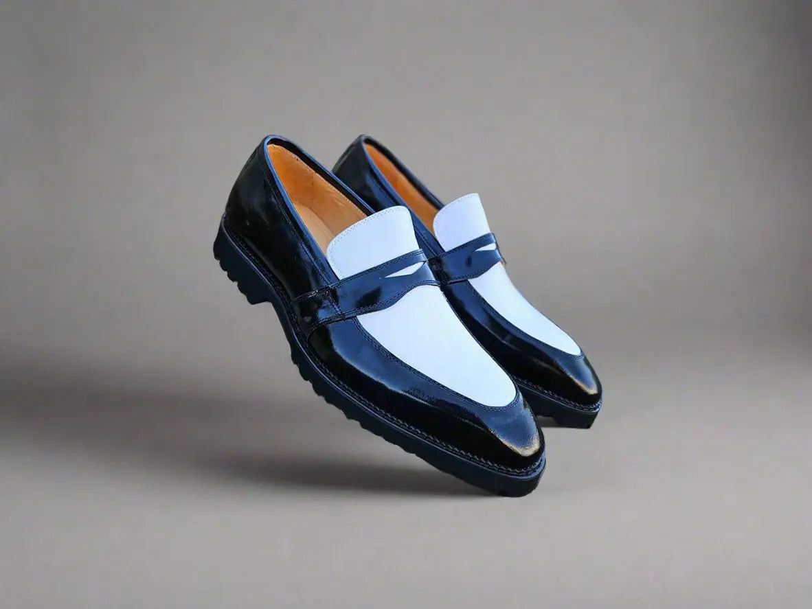 Carrucci Two Tone Patent Leather Penny Loafer