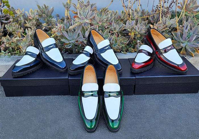 Carrucci Two Tone Patent Leather Penny Loafer