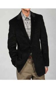 Two Button Men's Corduroy Sport Coat Black