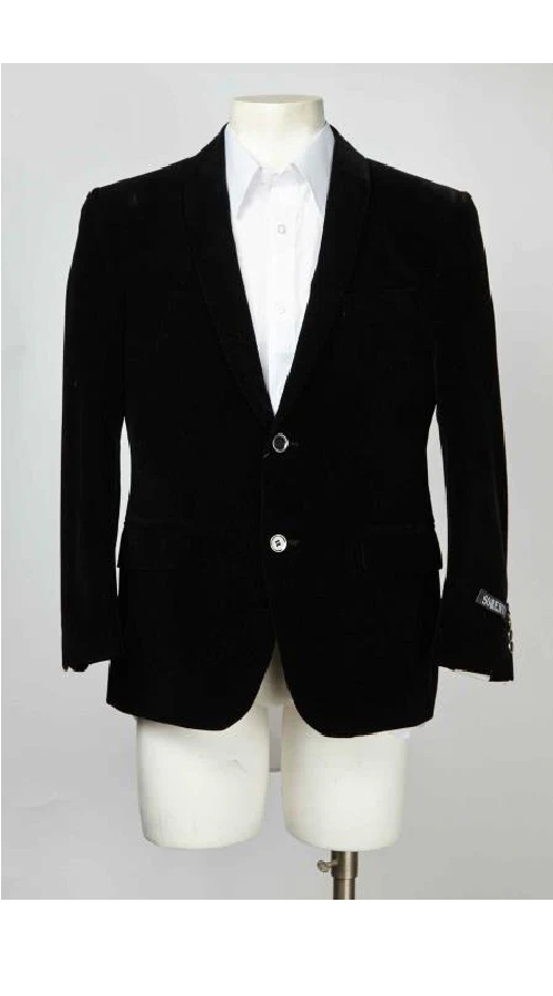 Two Button Shawl Lapel Men'S Black Blazer