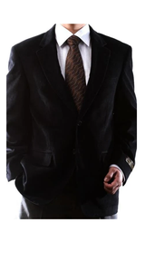 Two Button Slim Fit Black 100% Cotton Corduroy Sport Coat
