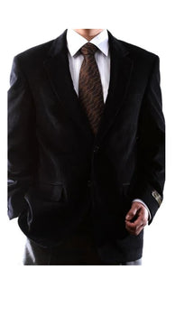 Two Button Slim Fit Black 100% Cotton Corduroy Sport Coat