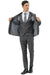 Mens Slim Fit Two Button Peak Lapel Vested Suit in Grey Windowpane Plaid