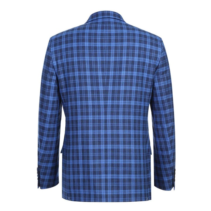 Saco vaquero - Western Sport Coat - Western Blazer - Mens Slim Fit Two Button Sport Coat Blazer In Royal & Navy Blue Windowpane Plaid