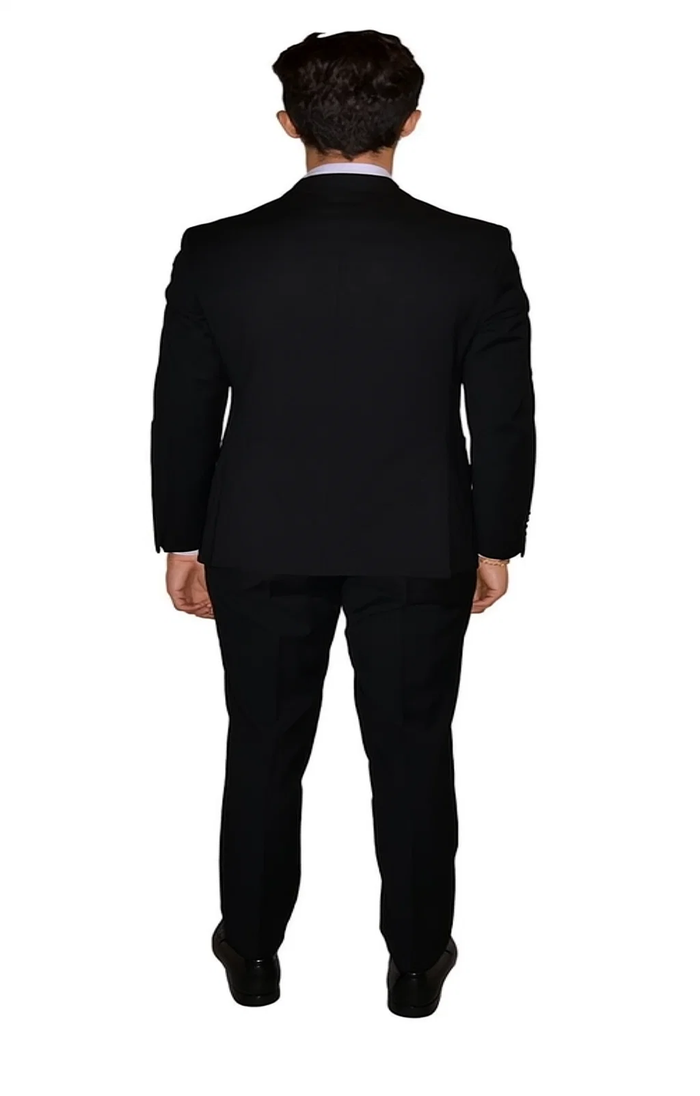 Two Piece Slim Fit Suit Solid Black 
