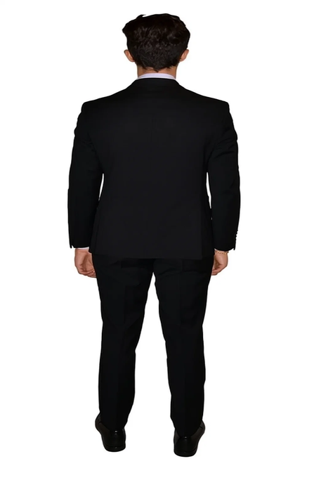 Two Piece Slim Fit Suit Solid Black 