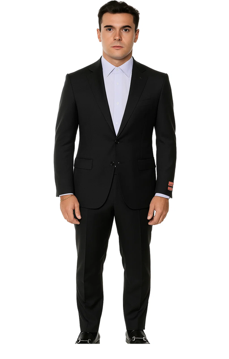 Two Piece Slim Fit Suit Solid Black 
