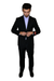 Mantoni Suit - Signature Menswear Wool Fabric SuitsOutlet - Brand Tapered Leg Lower rise Pants & Get skinny Two Piece Suit Modern Fit Suits Solid Black - High End Suits - High Quality Suits