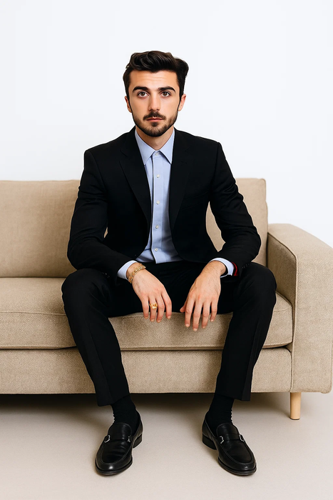 Two Piece Slim Fit Suit Solid Black 