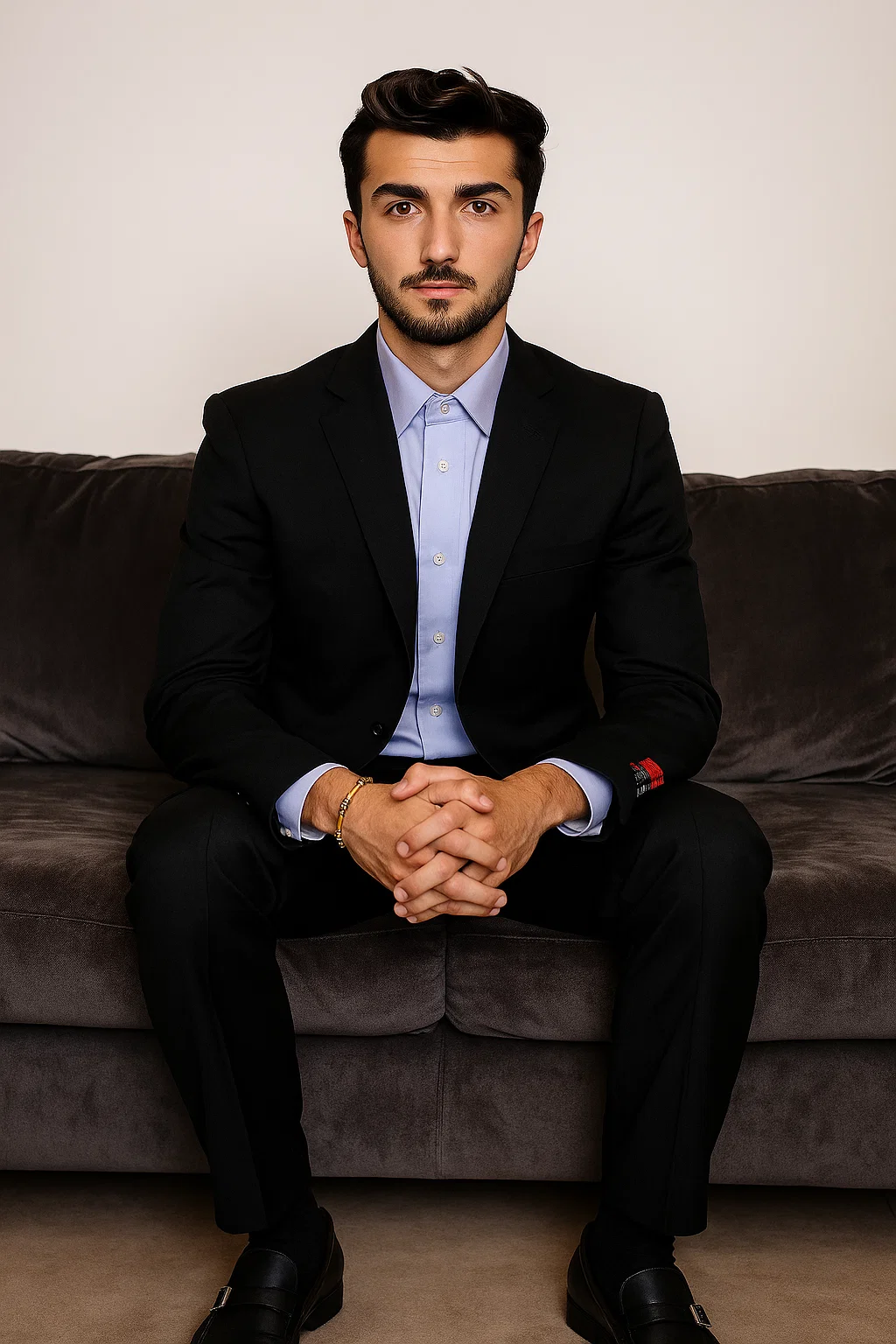 Two Piece Slim Fit Suit Solid Black 