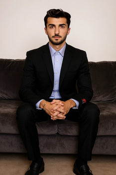 Two Piece Slim Fit Suit Solid Black 