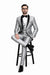 Men'S Shiny Sharkskin Tuxedo Silver Gray ~ Light Grey Black Lapel Two Toned Vested Tuxedo - Mens Grey And Black Tuxedo Wedding - Charcoal Grey Tuxedo