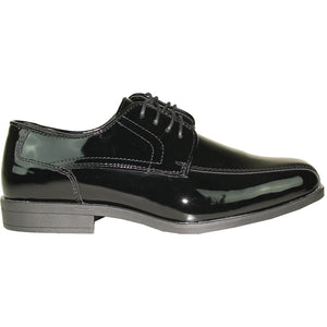 Bravo Mens Formal Wedding and Prom Double Runner Shiny Patent Dress Shoe in Black