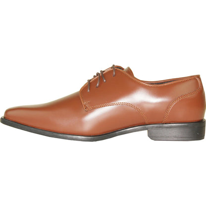 Bravo Mens Modern Pointy Square Toe Oxford Dress Shoe in Cognac