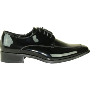 Bravo Mens Classic Moc Toe Shiny Patent Tuxedo Prom Shoe in Black