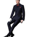 Ultra Slim Fit Double Breasted Dark Navy Suit - Narrow Leg Pants - Gucci Cut - Tapered Jacket