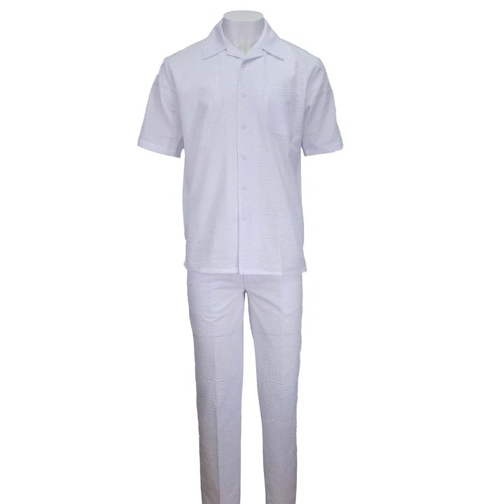 White Seersucker Relaxed Fit 2pc