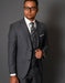 Mens 2 Button Vested Modern Fit Wool Suit in Charcoal Plaid