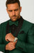 Mens Emerald Green Tuxedo with Black Satin Shawl Lapel – 3 Piece Formal Suit with Vest