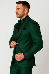Mens Emerald Green Tuxedo with Black Satin Shawl Lapel – 3 Piece Formal Suit with Vest - Image 7