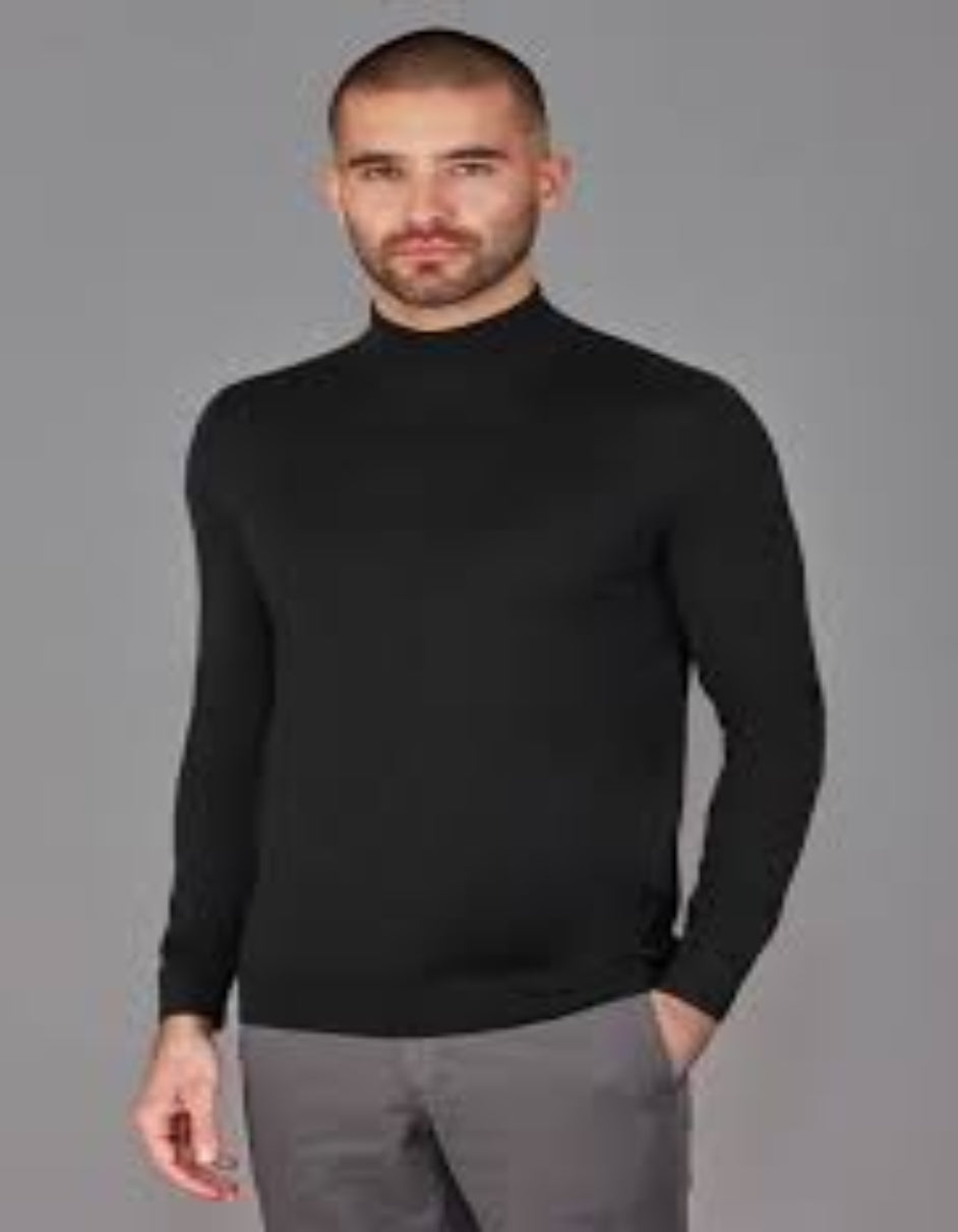 "Men's Silk Mock Turtleneck – Elegant & Professional Knitwear"