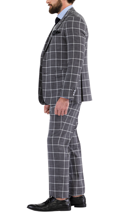 Harvy Grey Mens 2 Button Slim Notch Lapel Suit
