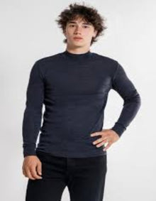 "Men's Silk Blue Mock Turtleneck – Elegant & Professional Knitwear"