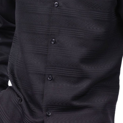 Black Tone-on-Tone Long Sleeve 2-Piece Walking Suit by Montique