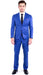 Mens Slim Fit Plaid Suit in Blue – Elegant 3 Piece Formal Set