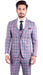 Stylish Grey and Red Checkered Suit for Men – Slim Fit 3 Piece Formal Outfit