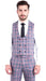 Stylish Grey and Red Checkered Suit for Men – Slim Fit 3 Piece Formal Outfit