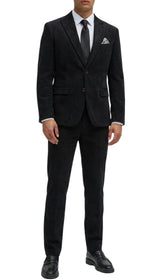 The Cordell Black 2pc Cotton Corduroy Notch Lapel Suit  Modern Fit