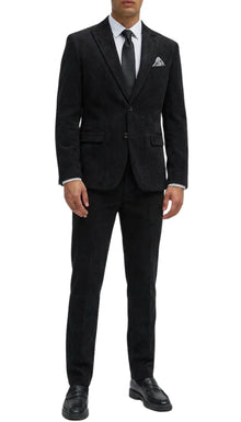 The Cordell Black 2pc Cotton Corduroy Notch Lapel Suit