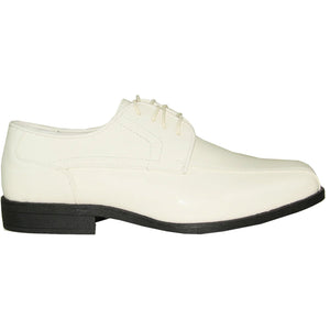 Bravo Mens Formal Wedding & Prom Double Runner Shiny Patent Dress Shoe in Ivory