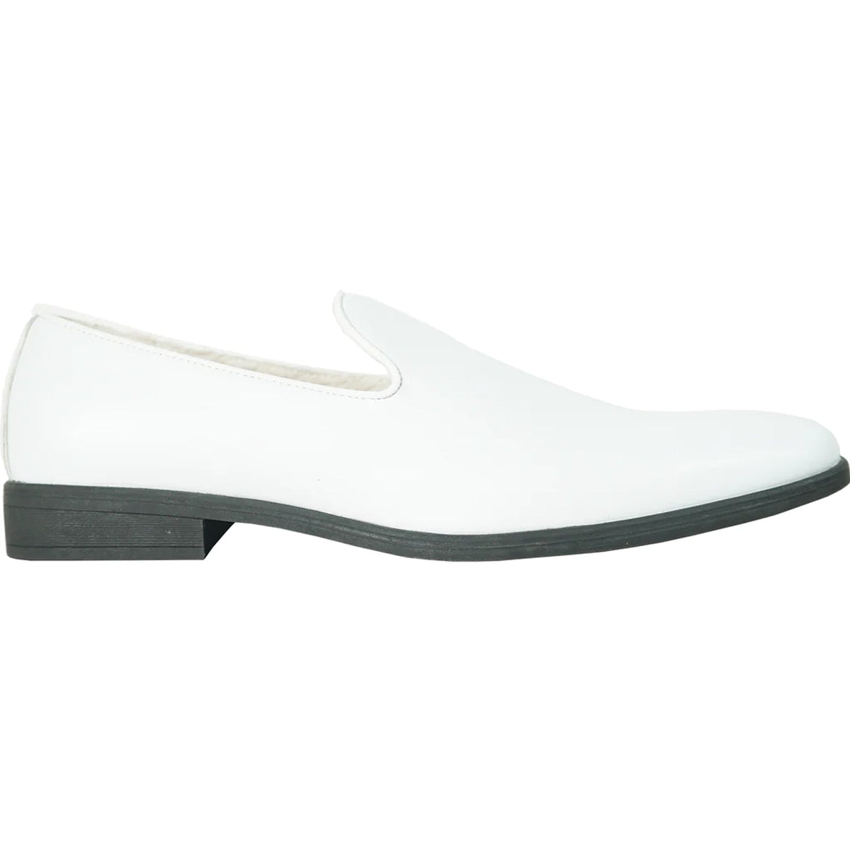 Bravo Mens Classic Plain Toe Slip on Loafer Dress Shoe in White