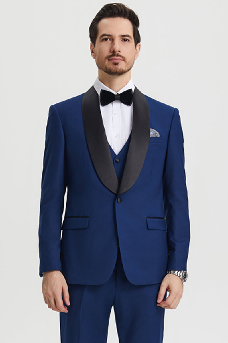 Men's Stacy Adams Vested One Button Shawl Lapel Designer Tuxedo in Red