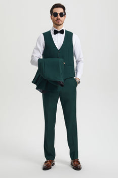 Men's Stacy Adams Vested One Button Shawl Lapel Designer Tuxedo in Hunter Green - Image 4