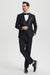 Men's Stacy Adams Vested One Button Shawl Lapel Designer Tuxedo in Black