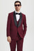 Men's Stacy Adams Vested One Button Shawl Lapel Designer Tuxedo in Burgundy