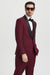 Men's Stacy Adams Vested One Button Shawl Lapel Designer Tuxedo in Burgundy