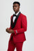 Men's Stacy Adams Vested One Button Shawl Lapel Designer Tuxedo in Red