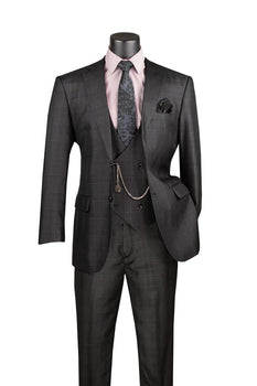 Mens Glen Plaid 3-Piece Suit – Classic Regular Fit Design