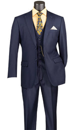 Morgan Collection - Regular Fit 3 Piece Suit 2 Button Navy Modern Fit