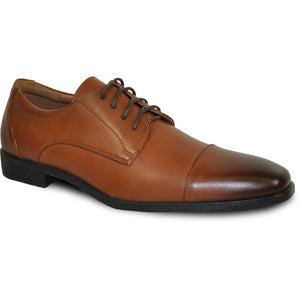 Bravo Mens Vintage Style Oxford Cap Toe Dress Shoe in Antique Brown