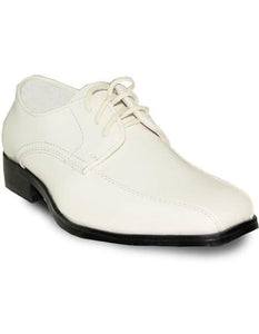 VANGELO Boy TUX-5KID Dress Shoes For Men Perfect for Wedding Formal Tuxedo Ivory Patent - Men's Shiny Shoe