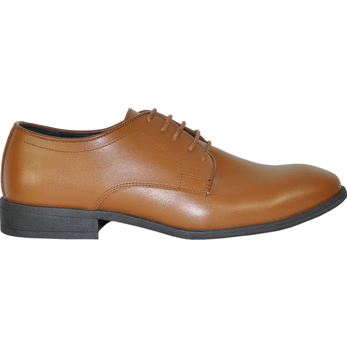 Bravo Mens Classic Plain Toe Oxford Dress Shoe in Light Brown
