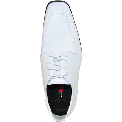 Bravo Mens Classic Moc Toe Tuxedo Prom Shoe in White