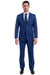 "Modern Fit Men's Summer Suit - Two Button Linen Look, Medium Blue"